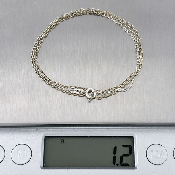 Vintage MJI Sterling Silver 925 1.1mm Chain Link Necklace 18" - Picture 3 of 3